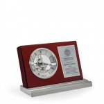 Taimi Rosewood Desk Clock & Penholder with Logo