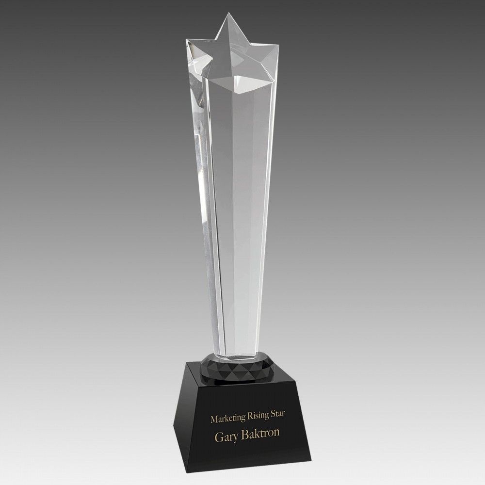 11.75" Crystal Rising Star with Black Base with Logo 11.75" Crystal Rising Star with Black Base with Logo
