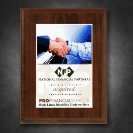 Customized Econo Cherry Plaque 6" x 8" with Sublimated Plate  Customized Econo Cherry Plaque 6" x 8" with Sublimated Plate