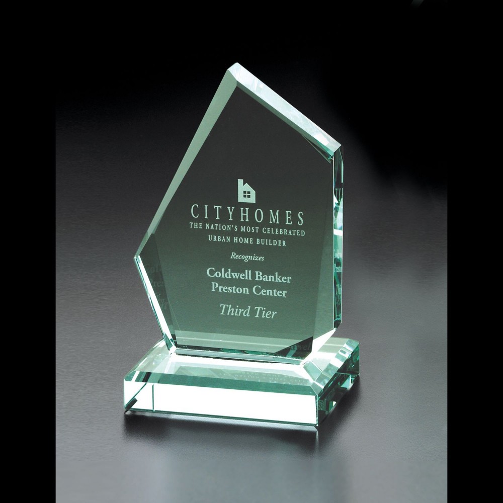 Laser-etched Rosetta Jade Glass Large Award Laser-etched Rosetta Jade Glass Large Award