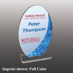 Medium Vertical Oval Shaped Full Color Acrylic Award with Logo