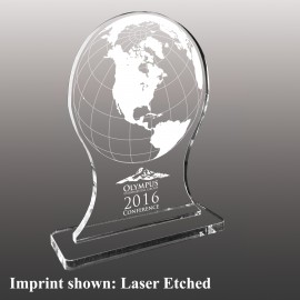 Logo Branded Medium Globe Shaped Etched Acrylic Award