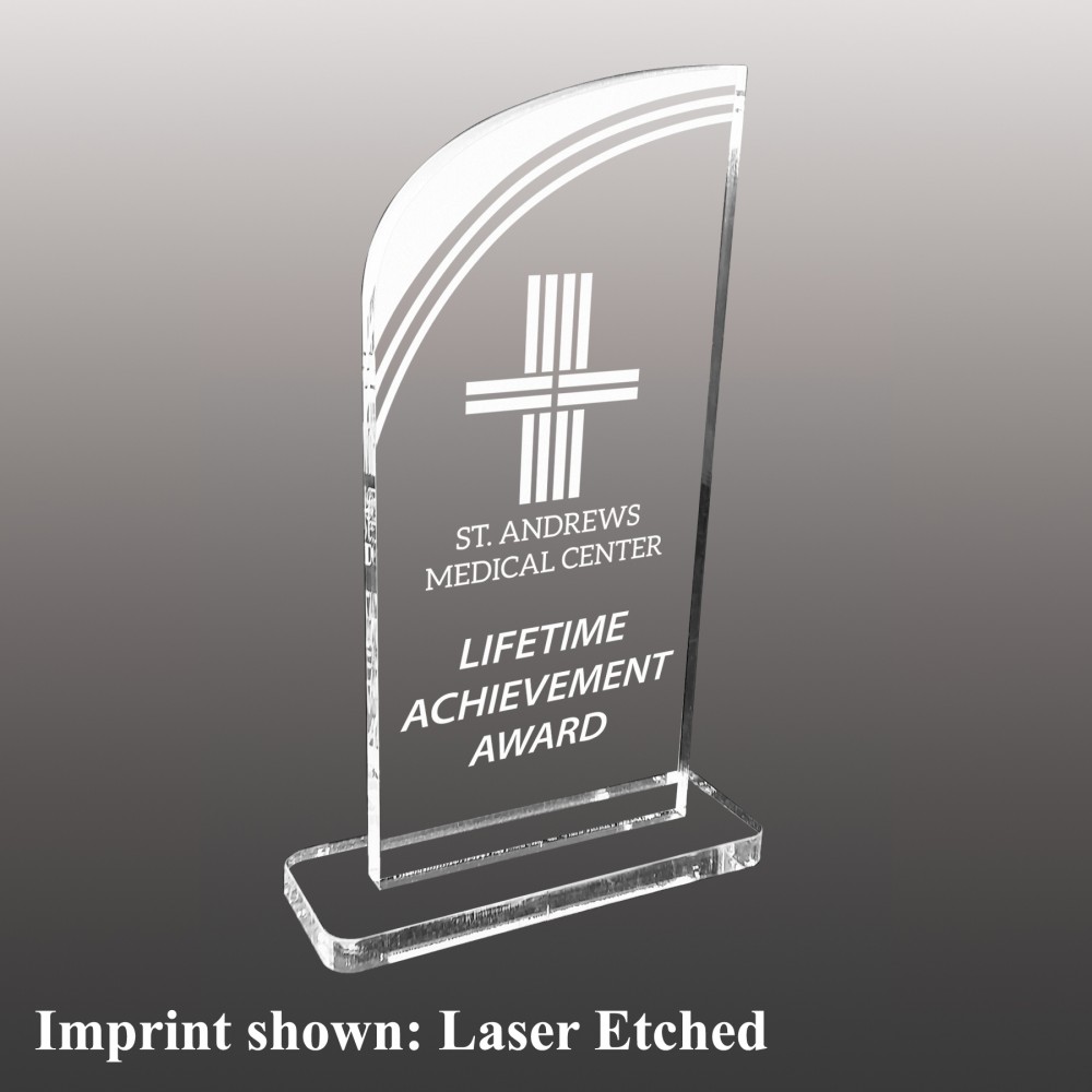 Medium Curved Top Etched Acrylic Award with Logo