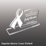 Small Awareness Ribbon Etched Acrylic Award with Logo