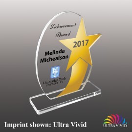 Large Circle w/Star Shaped Ultra Vivid Acrylic Award with Logo