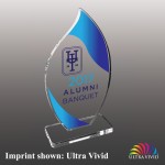 Small Flame Shaped Ultra Vivid Acrylic Award with Logo