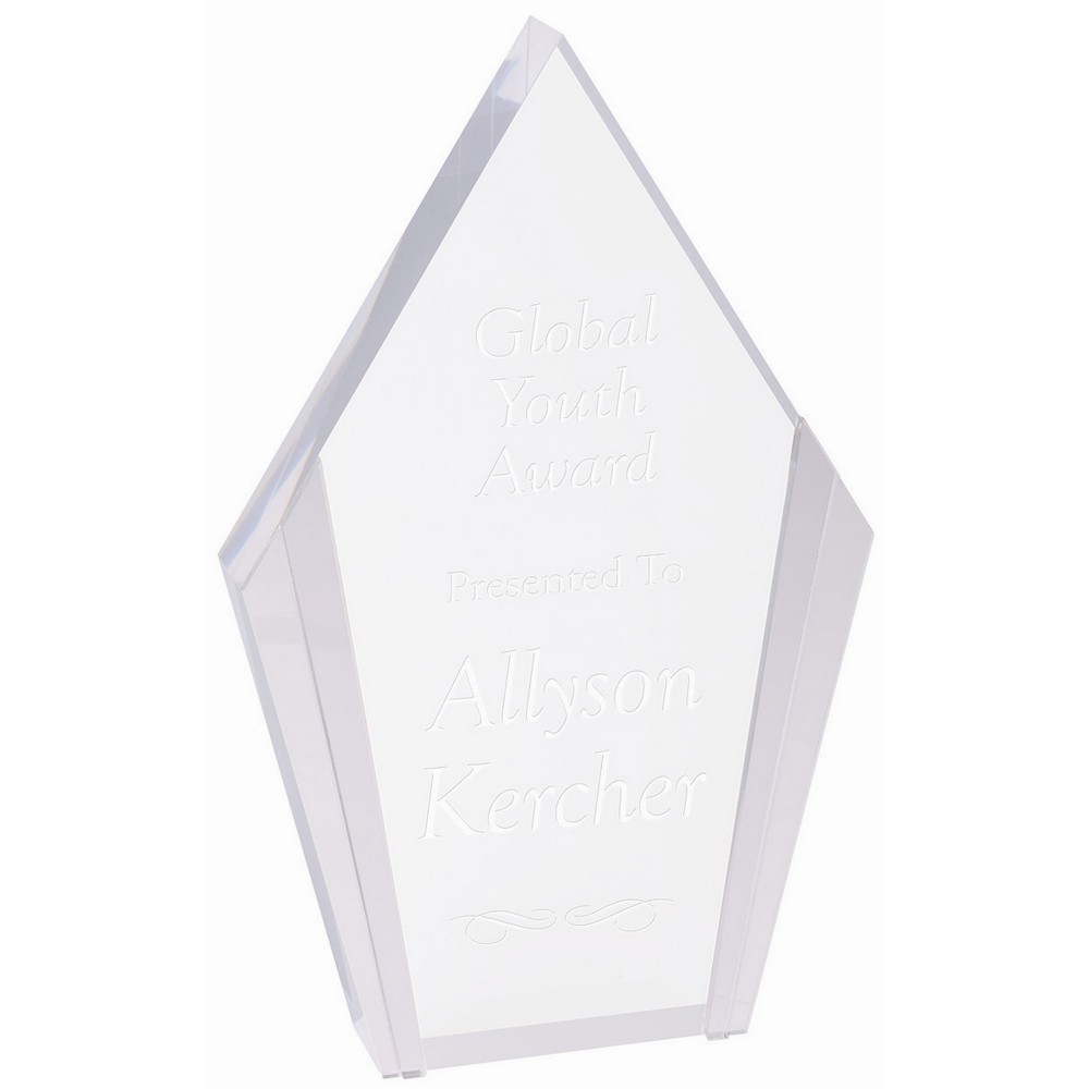 Logo Imprinted 5 1/4" x 8 1/2" Diamond Acrylic with Silver Edges Logo Imprinted 5 1/4" x 8 1/2" Diamond Acrylic with Silver Edges