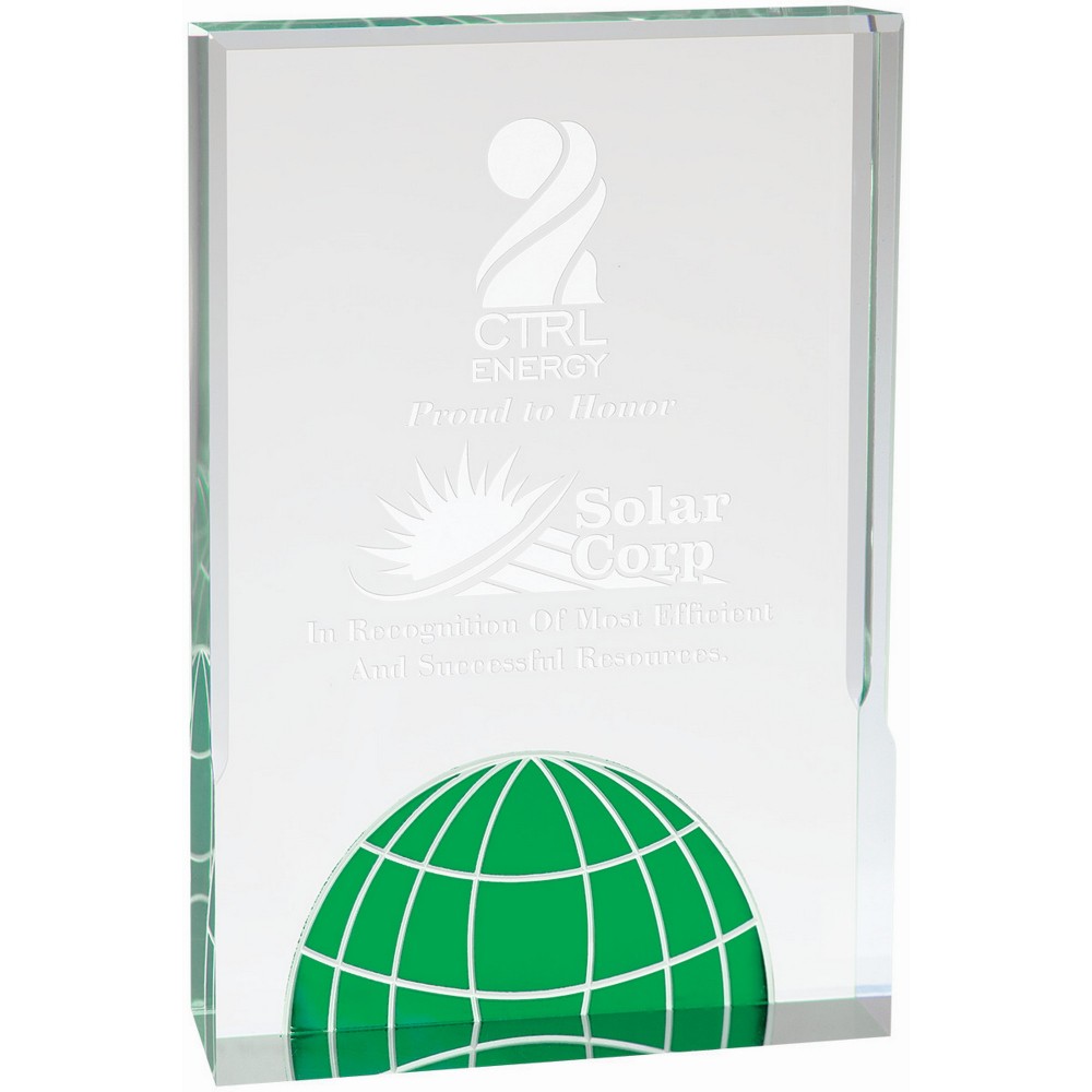 Custom Etched 6" x 8" Green Globe Acrylic Custom Etched 6" x 8" Green Globe Acrylic