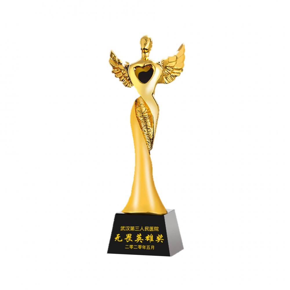 Golden Dream Angel Resin Trophy With Base with Logo