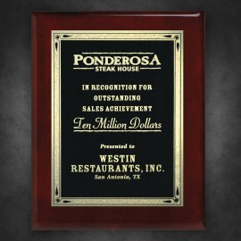 Logo Branded Aberdeen Rosewood Plaque 7" x 9" with Lasered Plate