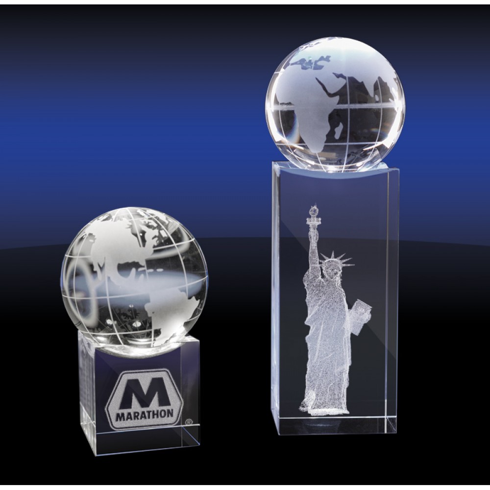 Crystal Globe on Base (Small) Logo Imprinted Crystal Globe on Base (Small) Logo Imprinted