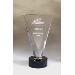 "V" for "Victory" Award - Optical Crystal (9"x5 1/4"x3 1/4") Custom Etched