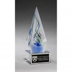 Laser-etched Arrow shaped art glass award 2 5/8x7 1/8