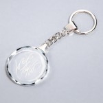 Logo Imprinted Clear Faceted Crystal Keychain