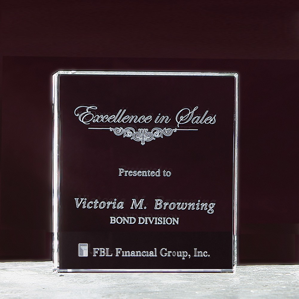 Medium Square Crystal Block Custom Etched Medium Square Crystal Block Custom Etched