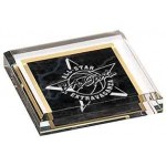 3 3/4" x 3 3/4" Black Acrylic Paperweight Custom Etched