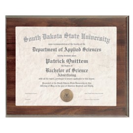 12" x 10" Cherrywood Finish Certificate Holder with Logo
