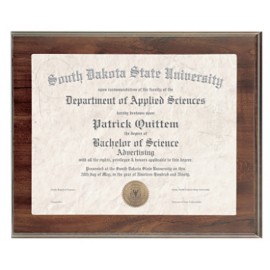 12" x 10" Cherrywood Finish Certificate Holder with Logo  12" x 10" Cherrywood Finish Certificate Holder with Logo