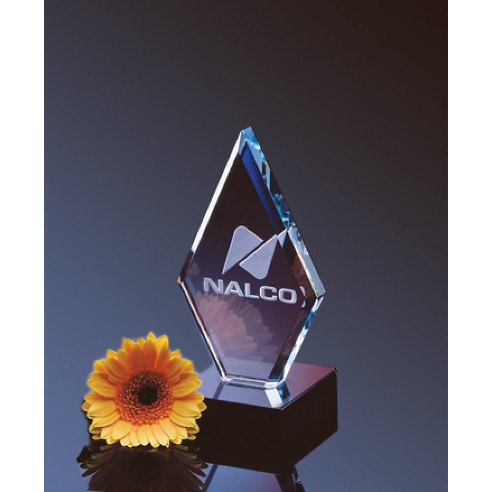 Custom 6" Clear Diamond Award on Black Marble Base