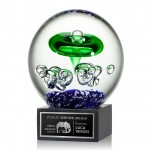 Aquarius Award on Square Marble - 6" Diam with Logo