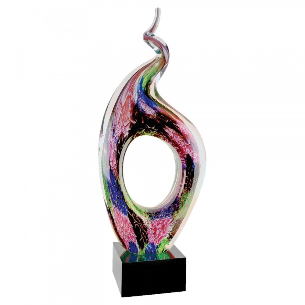 13.5" Twist Top Art Glass with Square Black Base Award with Logo 13.5" Twist Top Art Glass with Square Black Base Award with Logo