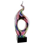 13.5" Twist Top Art Glass with Square Black Base Award with Logo
