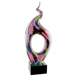 13.5" Twist Top Art Glass with Square Black Base Award with Logo