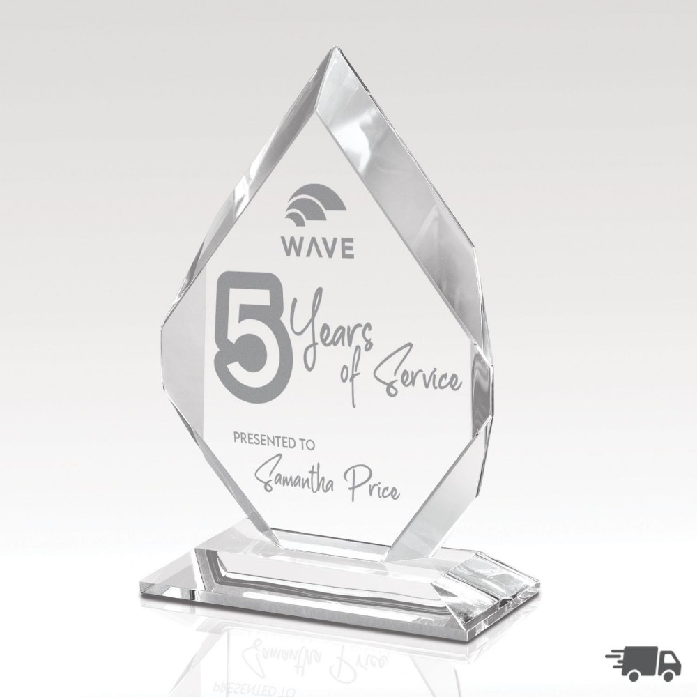 Bevel Crystal Award - Elation 9" with Logo