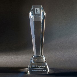 Custom Etched 10" Larchmont Crystal Award