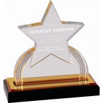 6 1/4" Gold Carved Star Impress Acrylic Logo Imprinted