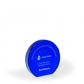 Promotional Ocean Cobalt Recycled Glass Award, 4.5"
