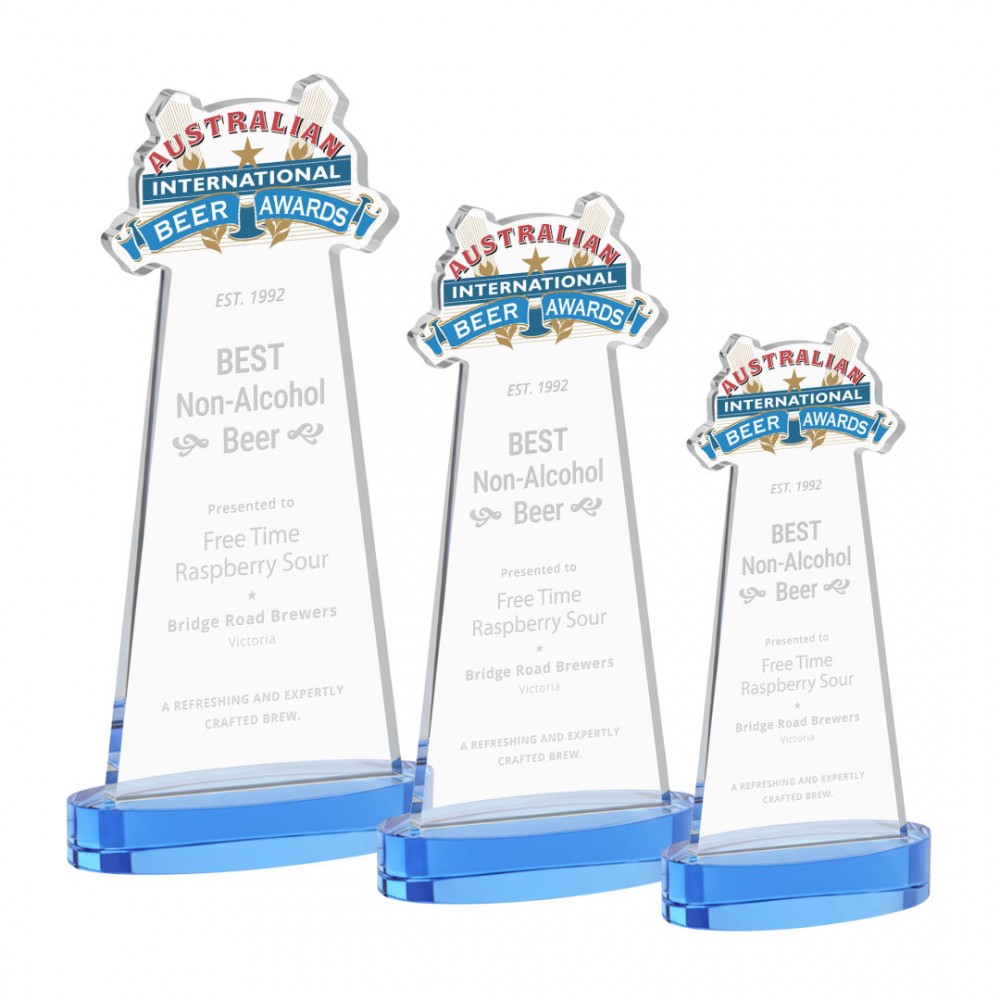 EdgeCraft Tapered Award on Alberton - Sky Blue (via Ocean) with Logo