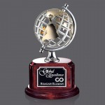 Personalized Woodstock Globe Award - Rosewood/Chrome 9"