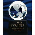 Customized 3" Crystal Globe Award on Marble Base