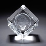 3D Crystal Jewel Cube Large Award with Logo
