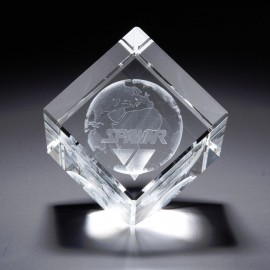 3D Crystal Jewel Cube Large Award with Logo