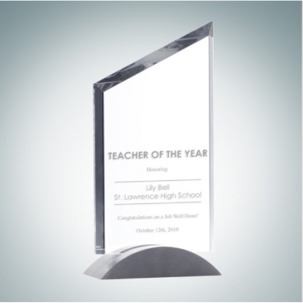 Custom Etched Sail Award Optical Crystal Award Plaque w/Aluminum Base Custom Etched Sail Award Optical Crystal Award Plaque w/Aluminum Base