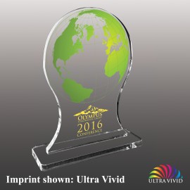 Logo Branded Small Globe Shaped Ultra Vivid Acrylic Award