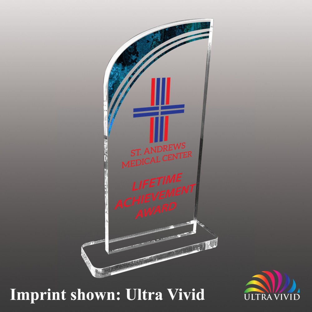 Logo Branded Small Rounded Top Rectangle Shaped Ultra Vivid Acrylic Award