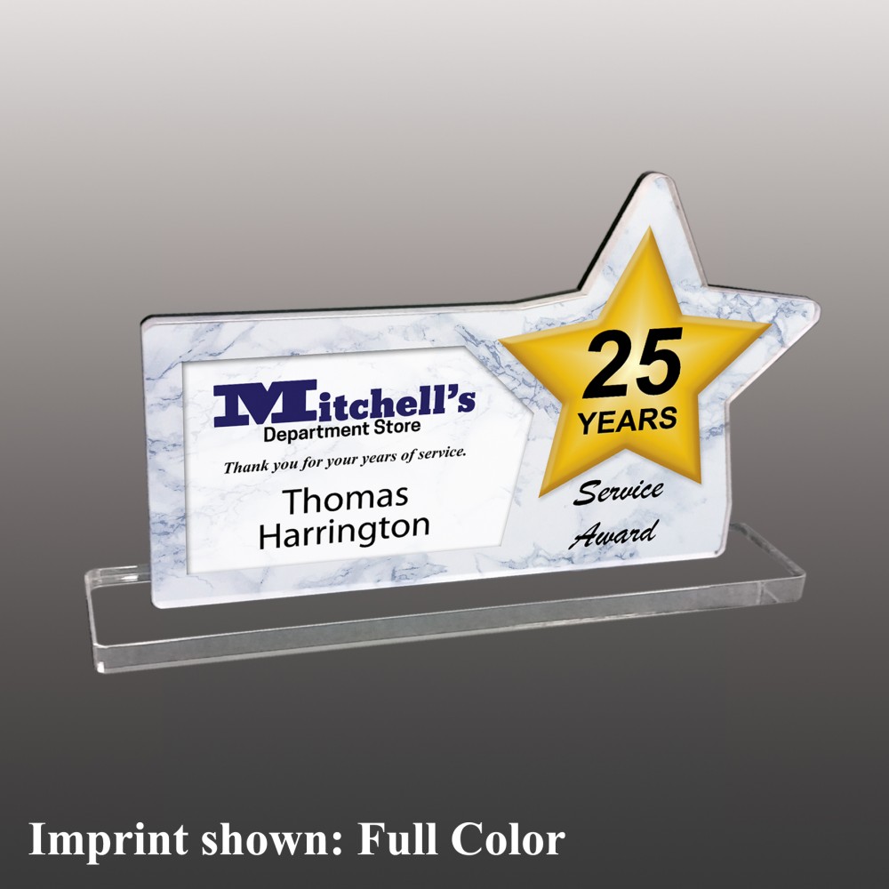 Medium Rectangle w/Star Shaped Full Color Acrylic Award with Logo Medium Rectangle w/Star Shaped Full Color Acrylic Award with Logo