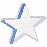 6 3/4" x 6" Star Acrylic with Blue Edge Custom Etched