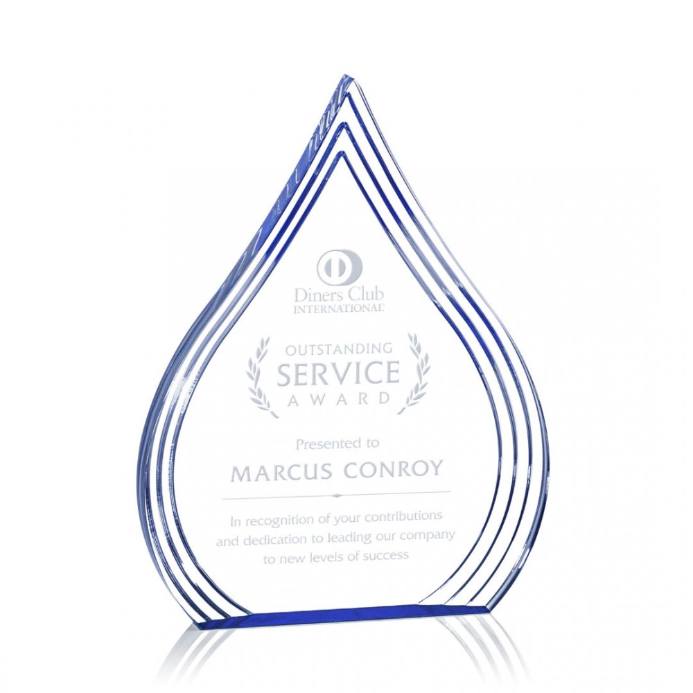 Logo Branded Dover Award - Acrylic/Blue 8"