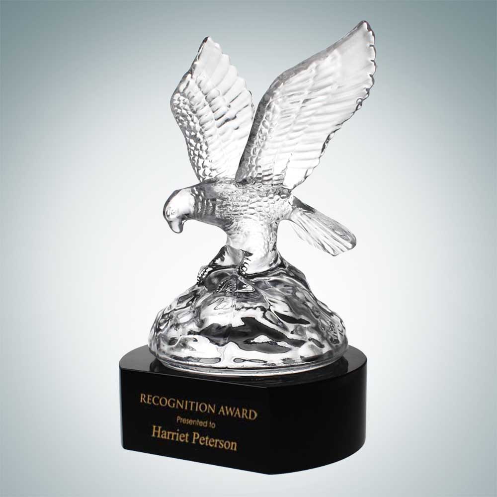 Laser-etched Soaring Eagle Award w/Black Crystal Base Laser-etched Soaring Eagle Award w/Black Crystal Base