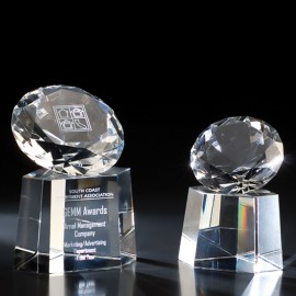 4" Crystal Diamond Award on Base with Logo