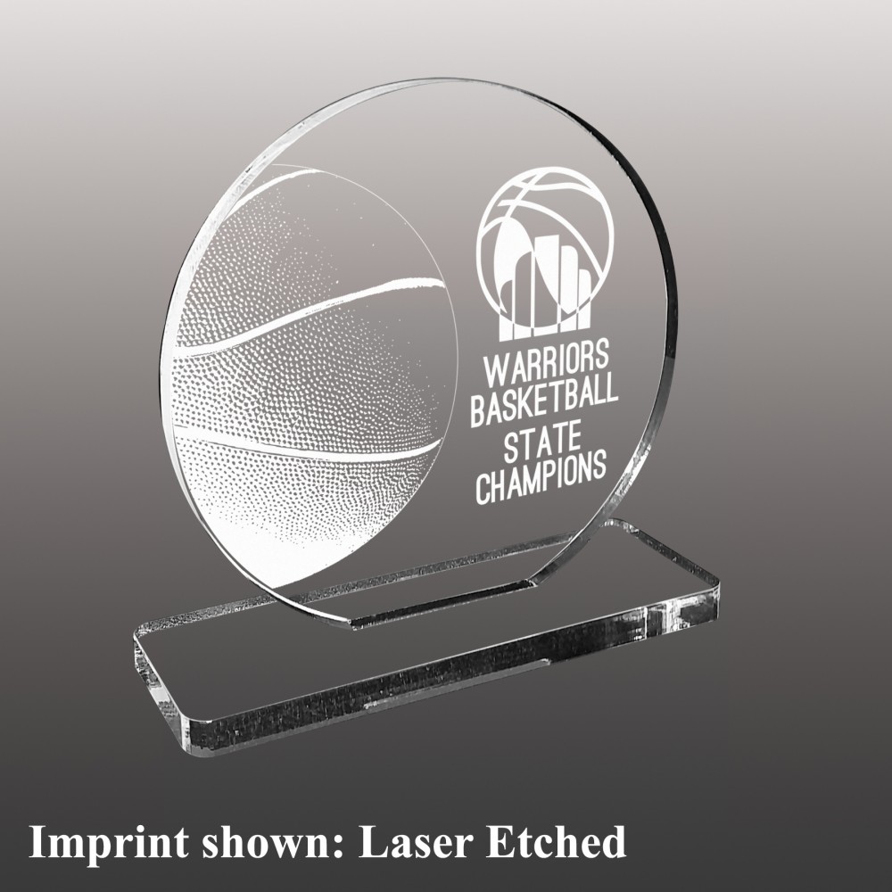 Large Basketball Themed Etched Acrylic Award with Logo
