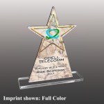 Medium Star Topped Triangle Full Color Acrylic Award with Logo