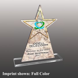 Medium Star Topped Triangle Full Color Acrylic Award with Logo  Medium Star Topped Triangle Full Color Acrylic Award with Logo