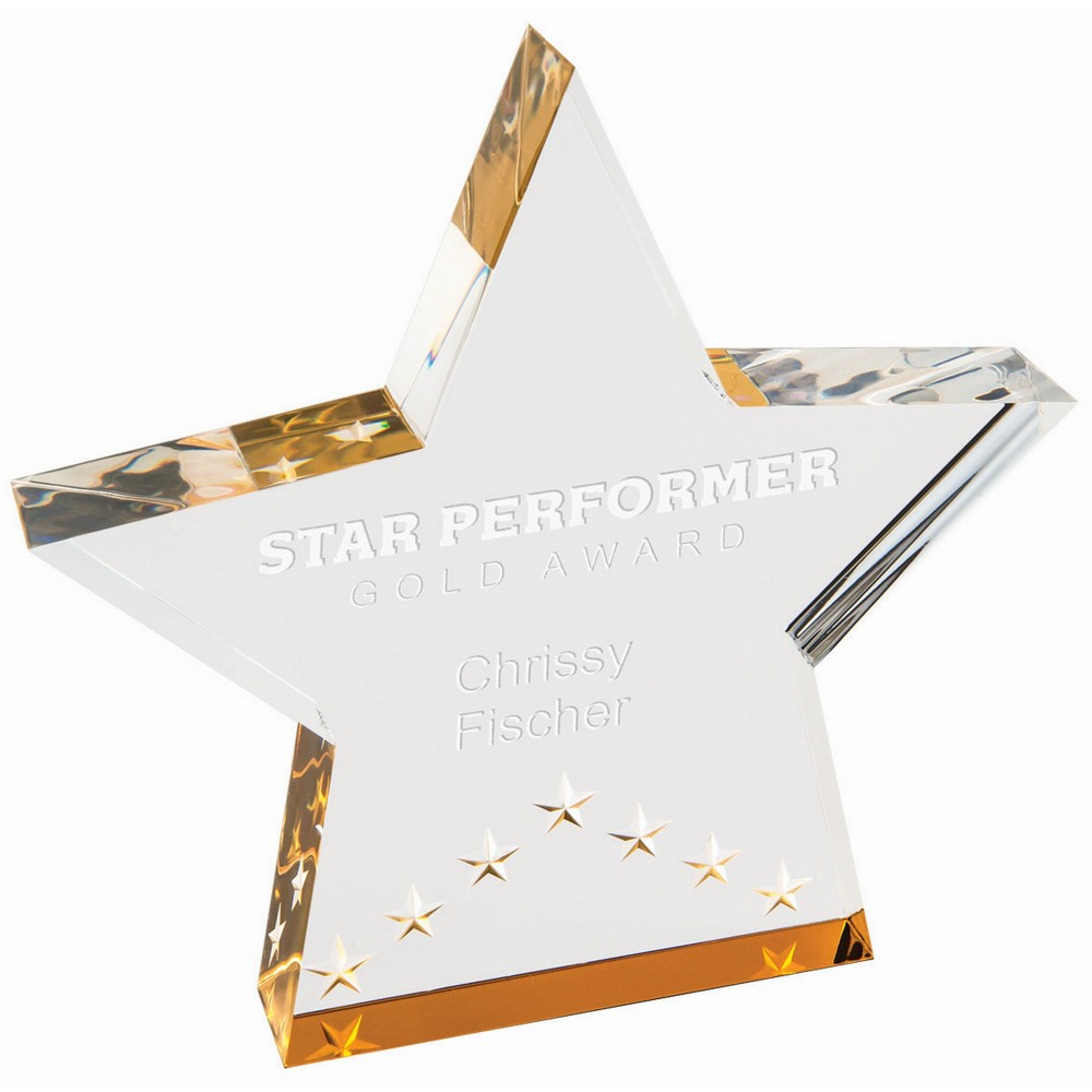 Custom Etched 6" Gold Star Performer Acrylic Custom Etched 6" Gold Star Performer Acrylic