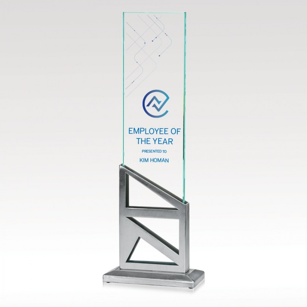 Stages Glass Award 14" with Logo
