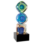 Promotional 9.25" Stacked Blocks Art Glass with Square Black Base Award